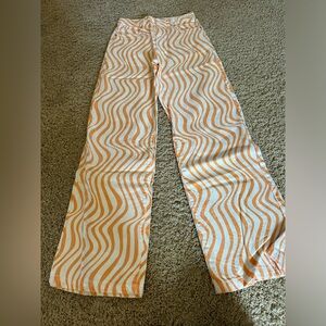 White and Orange zig zag zara pants